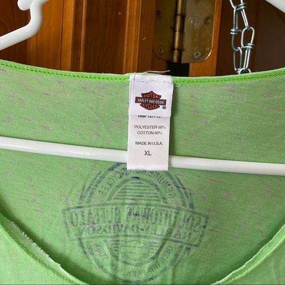 Harley-Davidson Burnout Scoop Neck Lightweight Tee Bright Green - Picture 2 of 5